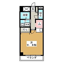 AVANZAR尾頭橋 1Kの間取図画像