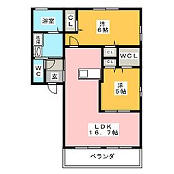ソシア2 2LDKの間取図画像