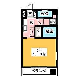 ヴィラ・タカクラ ワンルームの間取図画像