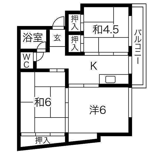 サンライトレイマンション中駒 ｜愛知県名古屋市瑞穂区日向町３丁目(賃貸マンション3K・2階・46.00㎡)の写真 その2