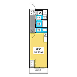 姫宮町二丁目マンション計画 3階ワンルームの間取り