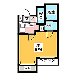クレフラスト堀田 1Kの間取図画像
