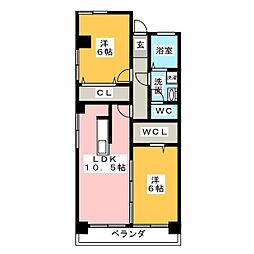 メゾン白羽根 2LDKの間取図画像