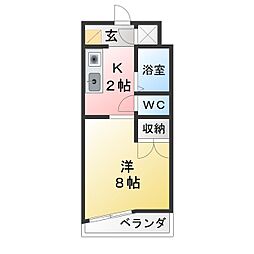エクシードみずほ 1Kの間取図画像