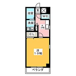 ベストハイツ呼続 1Kの間取図画像