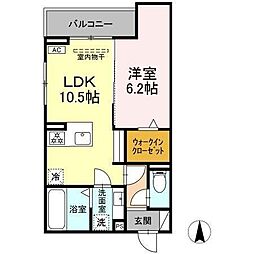 サクラガーデン瑞穂 1LDKの間取図画像