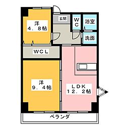 瑞音ハイツ 2LDKの間取図画像