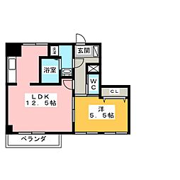 篠田セブンハイツ 1LDKの間取図画像