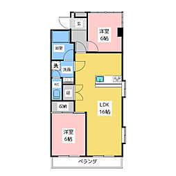 ユニーブル笠寺 2LDKの間取図画像