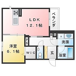メゾンヒルズ瑞穂 1LDKの間取図画像