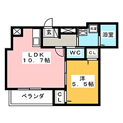 CalmSaison 1LDKの間取図画像
