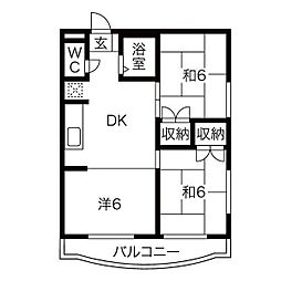 レジデンス光和N104 2LDKの間取図画像