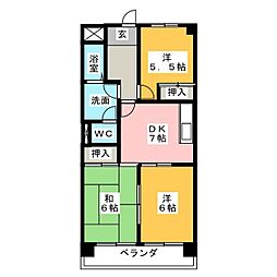 第3猪飼ビル 3DKの間取図画像