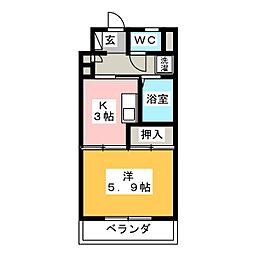 ドミール本城 1Kの間取図画像