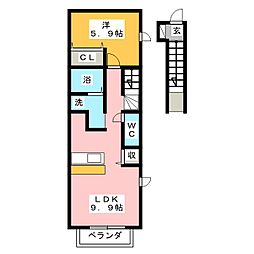 アジュール 1LDKの間取図画像