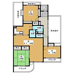 マンションパルナス岳見町 3LDKの間取図画像
