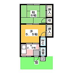 あかつき荘 2Kの間取図画像