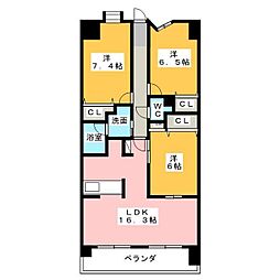 ProceedARATAMABASHI 3LDKの間取図画像