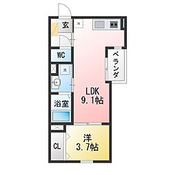 プライムシールド寺崎町 1LDKの間取図画像