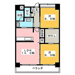 ヒルパレスイカイ 2LDKの間取図画像