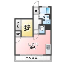 名豊第2ビル 1LDKの間取図画像