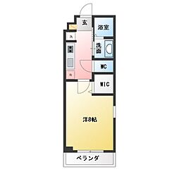 アズーリ 1Kの間取図画像