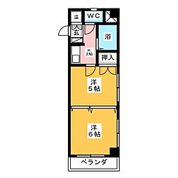 パールプラザ堀田 2Kの間取図画像