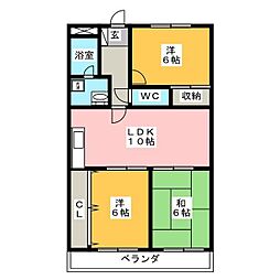 瑞郷ビルA棟 3LDKの間取図画像