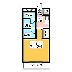一番館ロイヤルヒルズ 1Kの間取図画像
