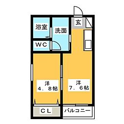 ヴィラアバーナ桜台 1LDKの間取図画像