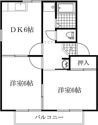 ハイツ白金 2DKの間取図画像