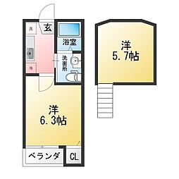 チェリーブロッサム 1Kの間取図画像