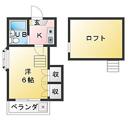 ソレイユ赤坪 1Kの間取図画像