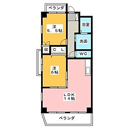 トウシンボヌール瑞穂 2LDKの間取図画像