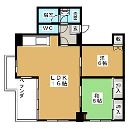 サンライフマンション泉 2LDKの間取図画像
