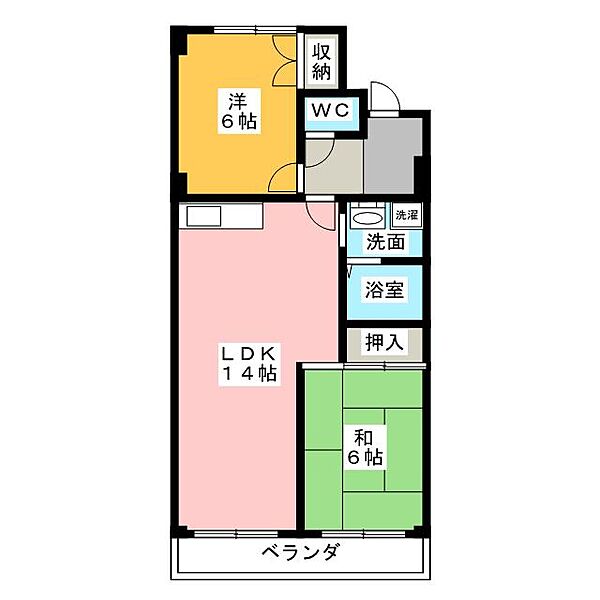 レジデンス高明 ｜愛知県名古屋市名東区高間町(賃貸マンション2LDK・2階・55.34㎡)の写真 その2