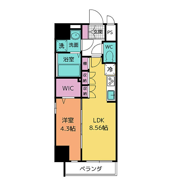 クレストタワー栄 701｜愛知県名古屋市中区栄４丁目(賃貸マンション1LDK・7階・34.90㎡)の写真 その2