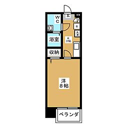 プレサンスmiu新栄 2階1Kの間取り