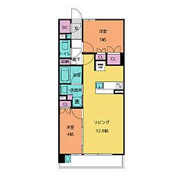 ＧＲＡＮＰＡＳＥＯ丸の内 4階2LDKの間取り