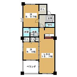 アークプラッツ 6階2LDKの間取り