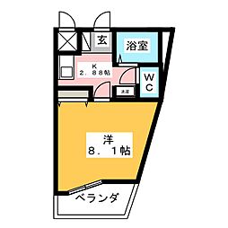 サンクチュアリー高岳 1Kの間取図画像