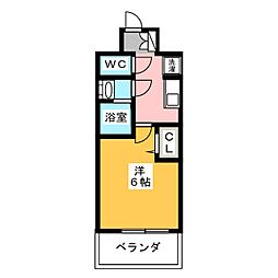 プレサンスSAKAEフロント 13階1Kの間取り