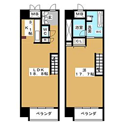 レジディア東桜II 11階1LDKの間取り