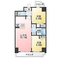 S-RESIDENCE高岳ardent 2LDKの間取図画像