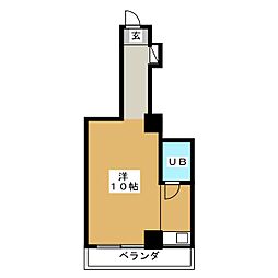 チサンマンション桜通久屋A棟 ワンルームの間取図画像