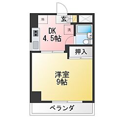 宮地ハイツ 1DKの間取図画像