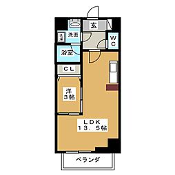 稲垣ビル栄ディアコート白川 1LDKの間取図画像