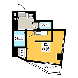 イシダハイム ワンルームの間取図画像