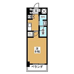 レジディア高岳 1Kの間取図画像