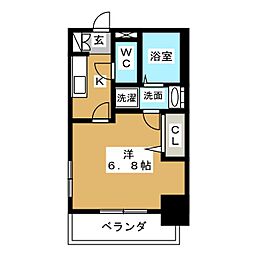 プレサンス広小路通パルス 1Kの間取図画像